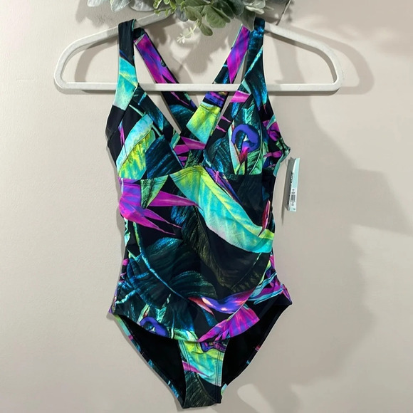 NWT DSG Susanna Print Vivid Tropics One Piece Swimsuit XS - Picture 1 of 13
